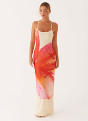 Bad News Mesh Maxi Dress - Yellow Floral