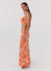 Born For Bordeaux Linen Skirt - Tropic Sunset