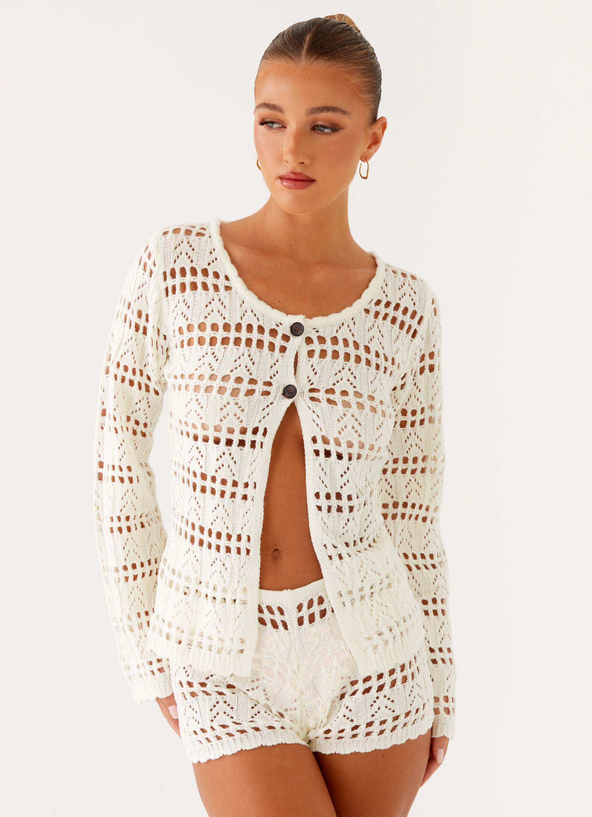 Baylock Crochet Shorts - White
